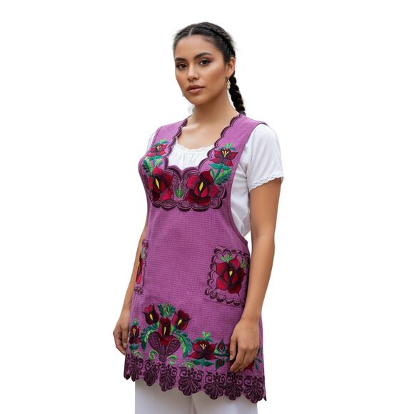 Mexican Folkloric apron embroidered one of a kind mexico todo corazon - Picture 4 of 11